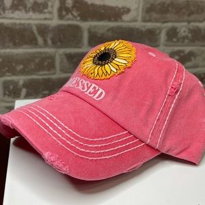 Rose Blush Blessed Sunflower Ladies Baseball Cap